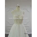 Short Sleeve backless lace Crystal bridal dress Wedding Dress